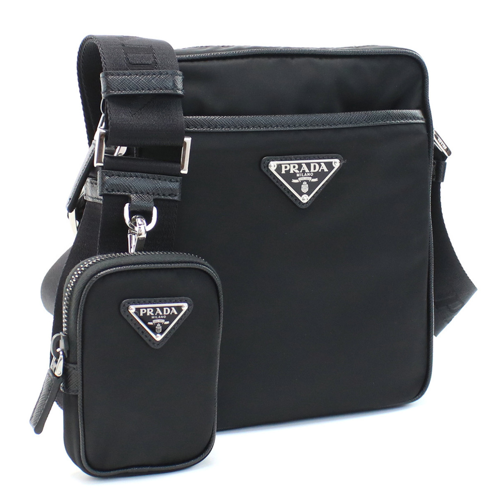 Prada Renylon Saffiano Pouch Triangle Logo Black